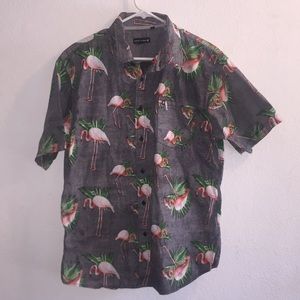 Ocean Current Button Up Flamingo Shirt Size Large